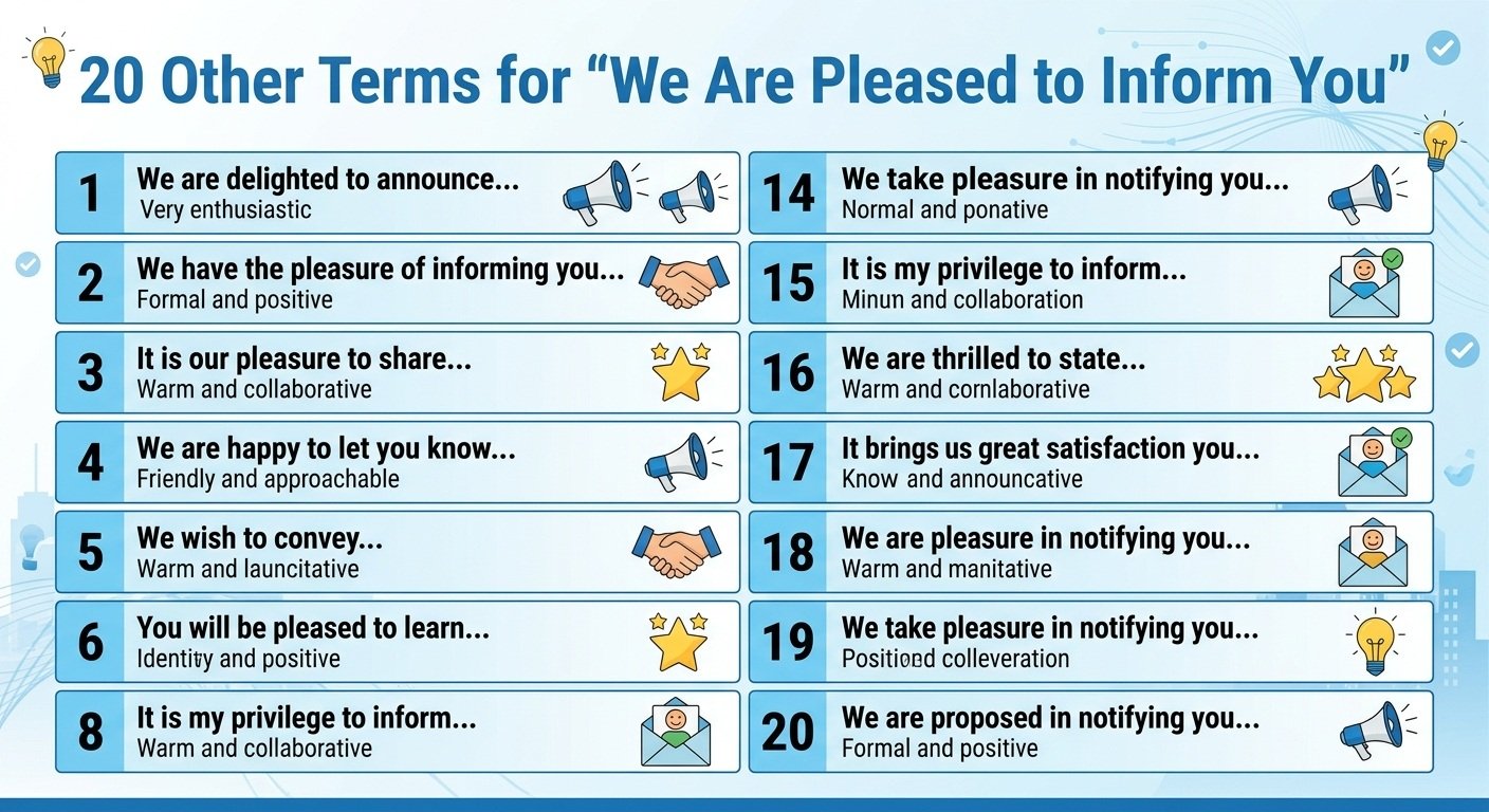 We Are Pleased To Inform You